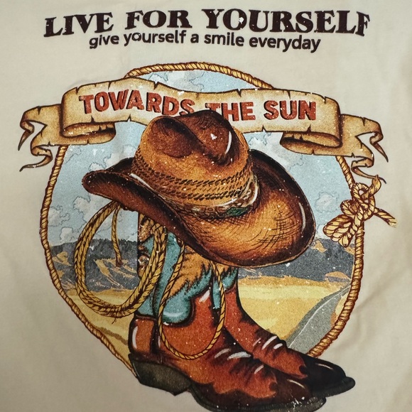 Brown and Cream Country long sleeve Crop Top - Picture 2 of 3